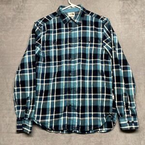 The North Face Shirt Mens S Multicolor Plaid Cotton Pleated Flannel Button-Up